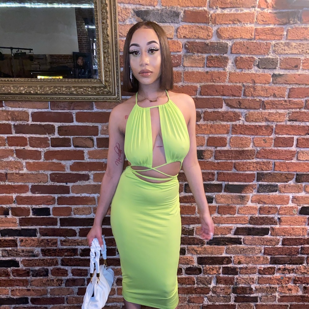 Green Custom Made Criss-Cross Dress